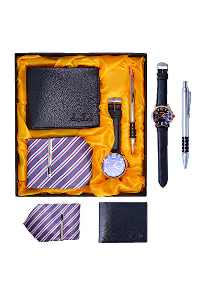 velve Set cadou pentru barbati ELEGANT COLLECTION, cutie cu portofel, ceas, c...