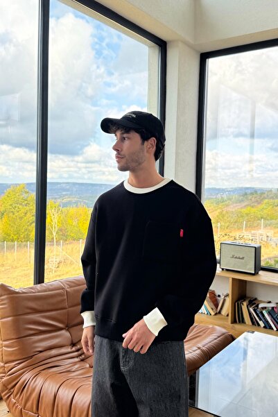 Flaw Wear Μαύρο φούτερ με λεπτομέρεια μπροστινής τσέπης