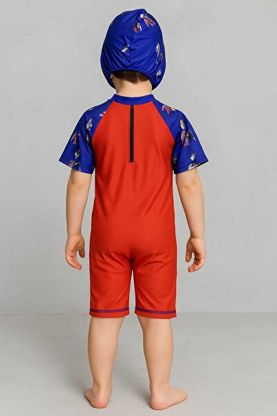 Candle Ultraman Printed Boys' Hooded Swimsuit