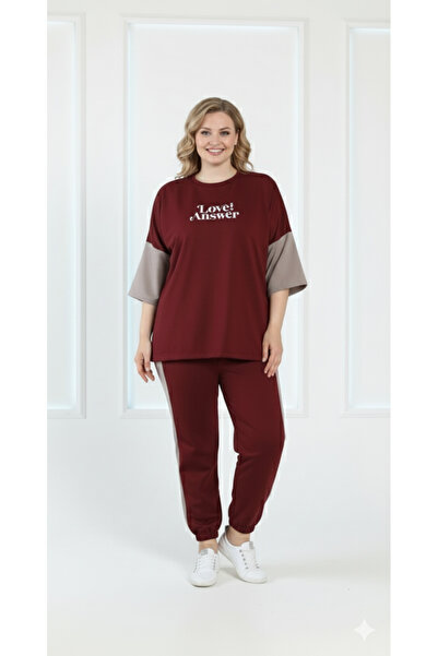 FAMESTEKSTİL Plus Size Women's Comfortable Tracksuit Set