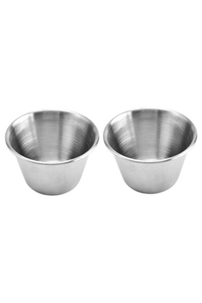 OEM Set 2 recipiente pentru sos din oțel inoxidabil, 7 cm, 70 ml, argintiu