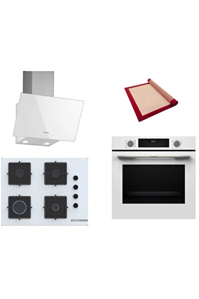 Bosch Beyaz 3 lü Ankastre Set (HUA717BV0T-POP7C2P30O-DWK63PJ20T ) Buhar Deste...