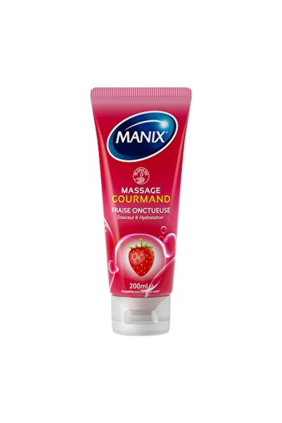 Manix Gel de masaj Gourmand cu aromă de căpșuni, compatibil cu prezervative, 200 ml