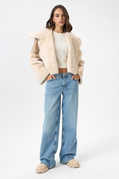 TIFFANY&TOMATO Geniş Yakalı Kolu Peluş Mont