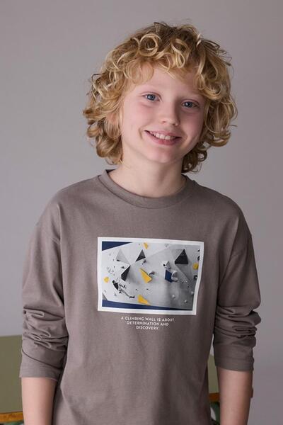 MAYORAL Tricou cu mânecă lungă imprimat pentru băieți 8-18 ani Mink