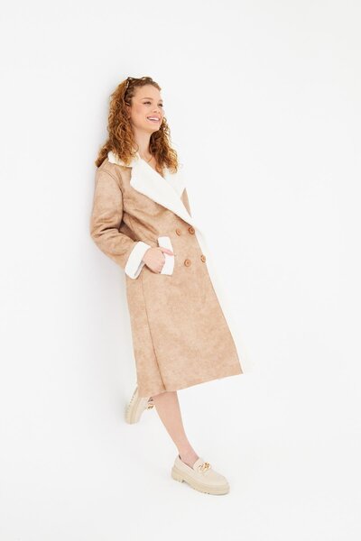 TIFFANY&TOMATO Pis Dikişli Uzun Deri Kaban