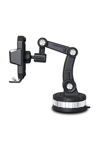 MaxTech Suport Telefon Auto cu Brat Articulat si Ventuza Reutilizabila, Reglaj in 3 puncte si Rotire 360°