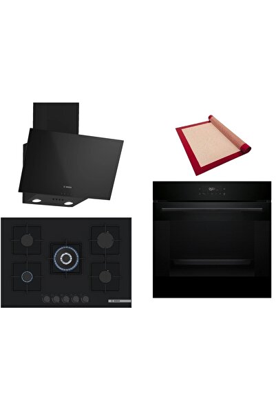 Bosch Siyah 3 lü Ankastre Set (HJG852YB0T-PNQ7B6P30O-DWK63PJ60T) 3D Fry - Piş...