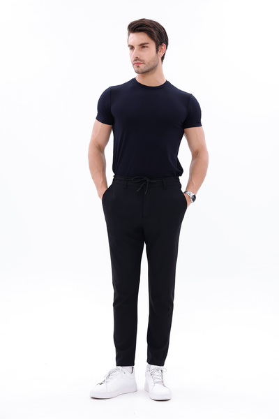 freemen Men's Lace-Up Trousers Slim Fit Stretch Fabric