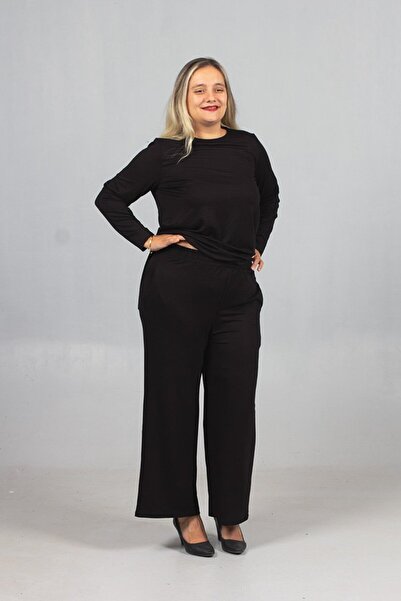 Truva XXL Casual Chic: Black Backless Long Cotton Suit - Lycra 2 Thread Fabric Quality