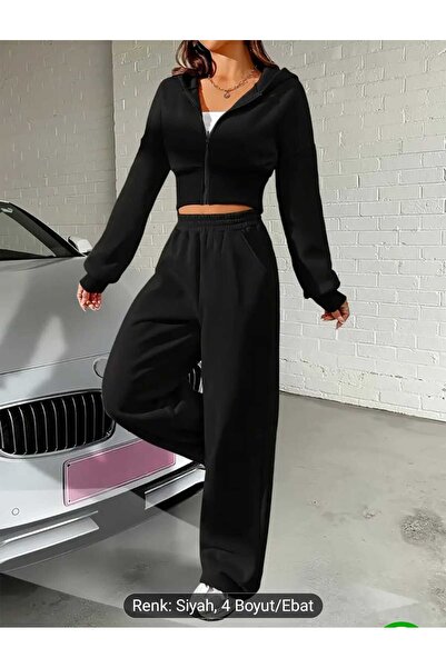 BERYY MODA Μαύρο γυναικείο φαρδύ αθλητικό ρούχο μεγάλου μεγέθους, υψηλής ποιό...