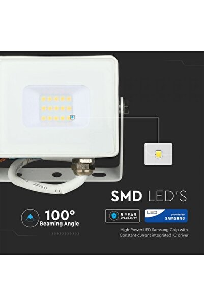 V-TAC LED Floodlight, 10W, 800 lm, 4000K, IP65, white, Samsung chip