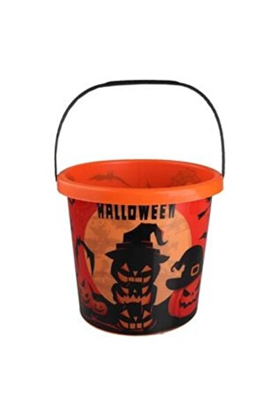 OEM Găleată portocalie din plastic, model Halloween, tip „Trick or Treat”, Ø18 x 16 cm