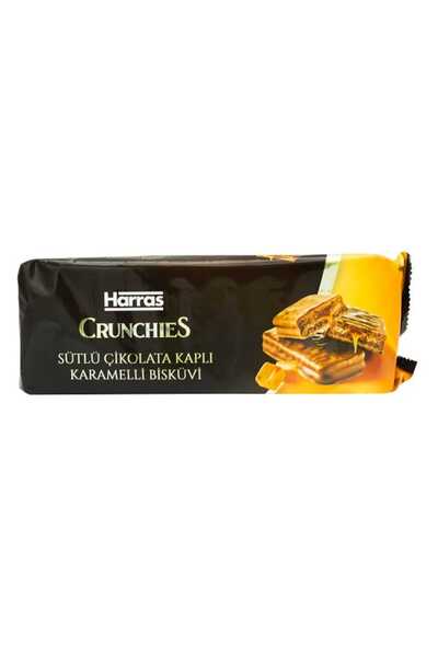 Harras Crunchies Sütlü Çikolata Kaplı Karamelli Bisküvi ithal 4 ADET x 145 GR