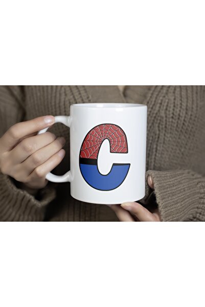Beramussa كوب سبايدر مان بحرف C، كوب بنمط سبايدر مان كهدية، كوب عيد ميلاد