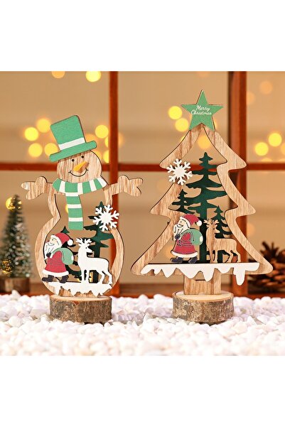 Flippy Christmas Decoration, Wooden, 10.5 x 18 cm, Snowman with Green Hat, Multicolor