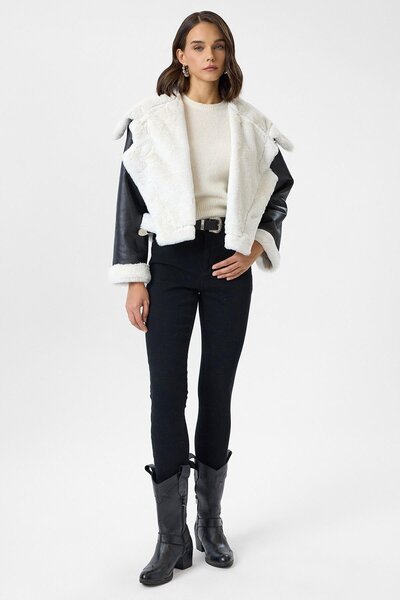 TIFFANY&TOMATO Geniş Yakalı Süet Eskitme Mont