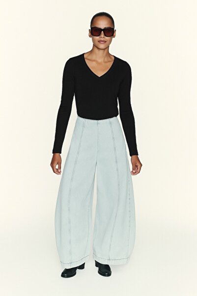 HAKKE Uzun Kollu V Yaka BLUZ