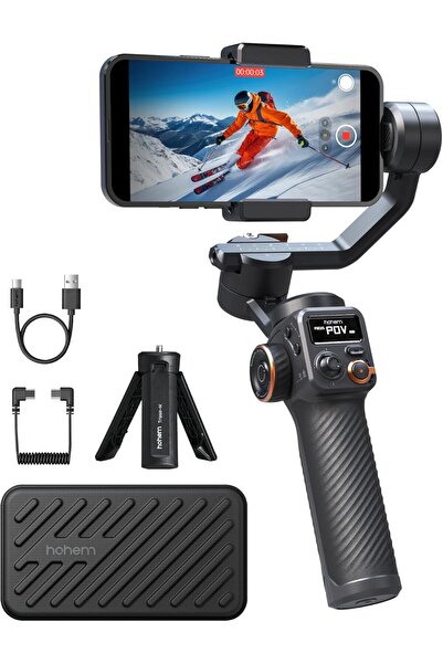 Hohem مثبت iSteady M6 للهواتف الذكية، مثبت ثلاثي المحاور، دوران 360 درجة، شاشة OLED مقاس 0.91 بوصة