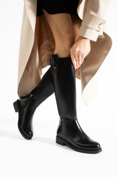 Neva'nın Butiği Asena diz altı rahat kalıp rugan fermuarlı kadın çizme