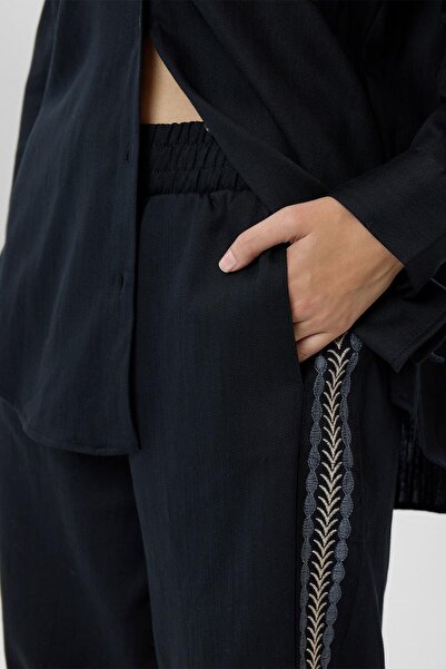 TIFFANY&TOMATO Nakışlı Keten Karışımlı Pantolon