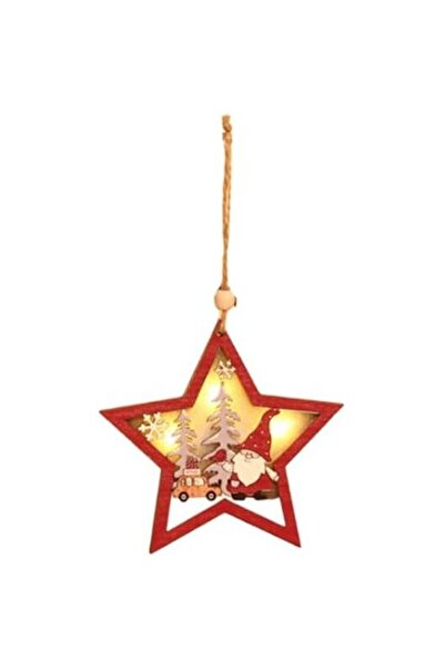 Flippy Flippy Christmas Tree Ornament with LED Lights, Wooden, Elf Figurine, Star Pattern, Multicolor