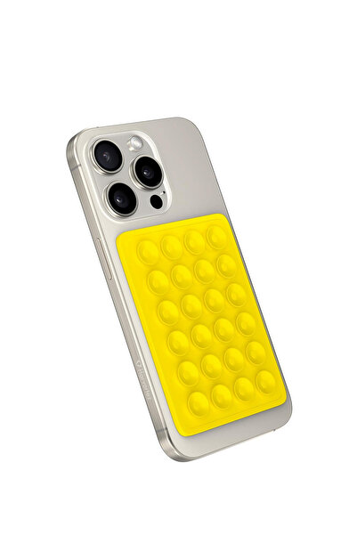 bewn Telefon Arkasına Yapışan Silikon Vantuzlu Telefon Tutucu Vakumlu Sarı