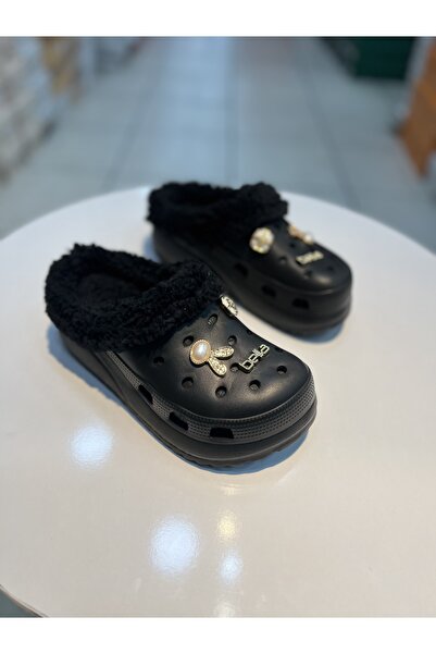 Akınal Bella Woolen Stone Women's Wedge Heel Slippers