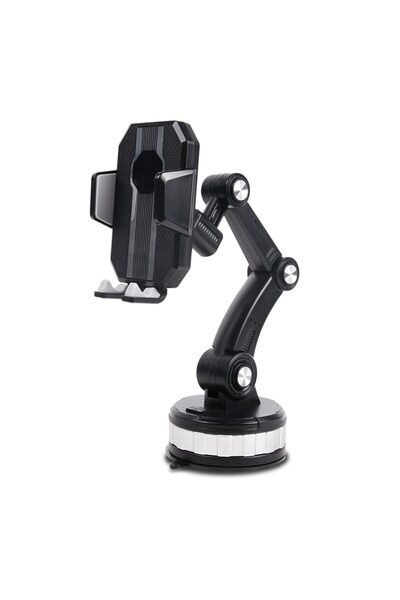 MaxTech Suport Telefon Auto cu Brat Articulat si Ventuza Reutilizabila, Reglaj in 3 puncte si Rotire 360°