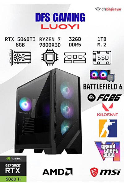 MSI DFS GAMING LUOYI RYZEN 7 9800X3D-B650M-RTX 5060 TI 8GB-32GB DDR5 RAM-1TB ...