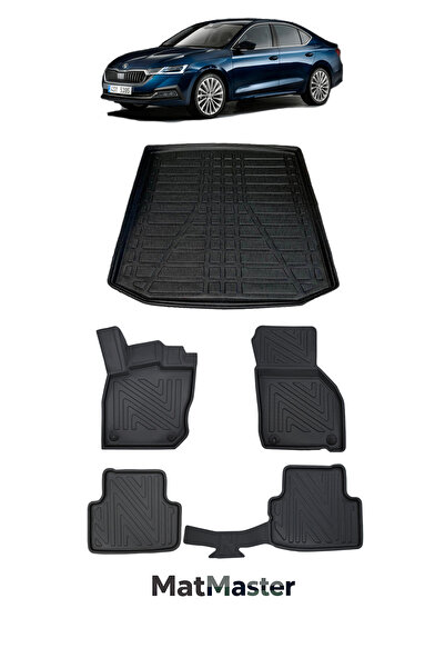 MatMaster Skoda Octavia 2025 Model 5D Premium Ekstra Havuzlu Paspas Ve Bagaj ...