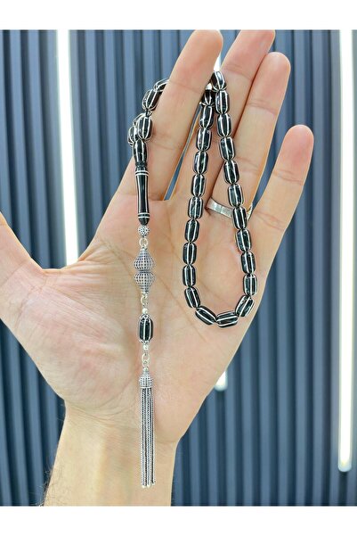 AHMET SİLVER 925 Ayar Gümüş İşlemeli Orjinal Erzurum Oltu Tesbih