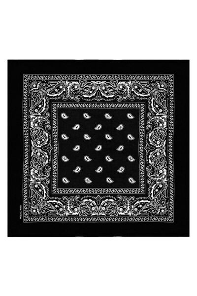 OEM Bandana Cotton Scarf Black Paisley 54x54cm