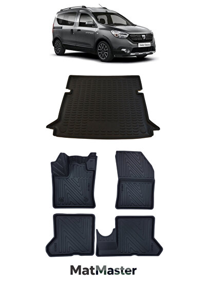 MatMaster Dacia Dokker 2019 Model 5D Premium Ekstra Havuzlu Paspas Ve Bagaj H...