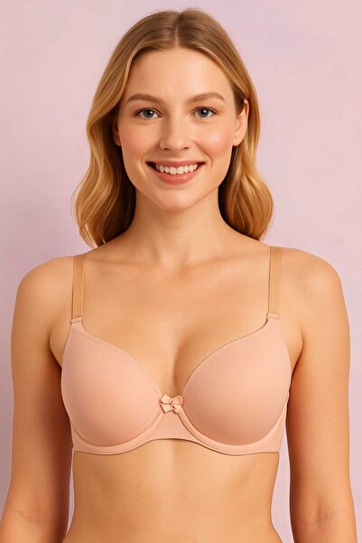 enmodaiçgiyim 4 Pieces Underwire-Free Women's Bra - Everyday Comfortable Bra - Black/Skin Grey/Leopard