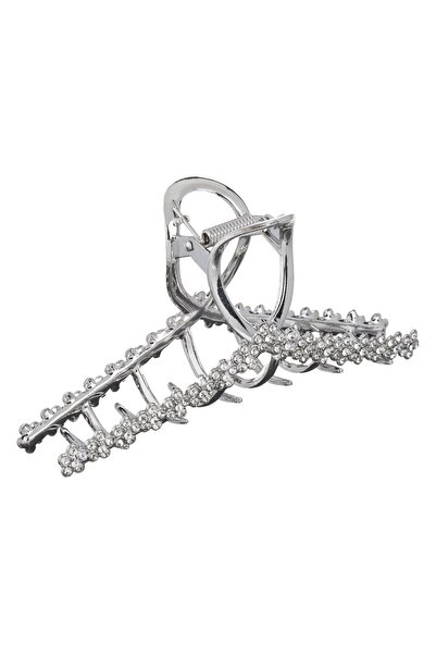 OEM Silver Hair Clip with Rhinestones for Women 12cm