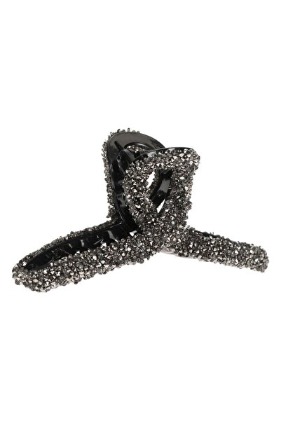 OEM Clama Par Neagra cu Strass Gri Bucla pentru Femei 11cm