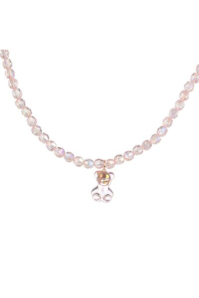 OEM Colier cu Margele Roz & Pandativ Ursulet pentru Copii