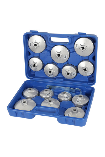 MaxTech Trusa cu 14 buc. chei auto din aluminiu pentru indepartare / scoatere filtru de ulei de tip cupa