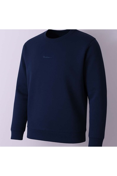 trender O Neck 3 Thread Ribbed Indigo Men's Sweatshirt 5012