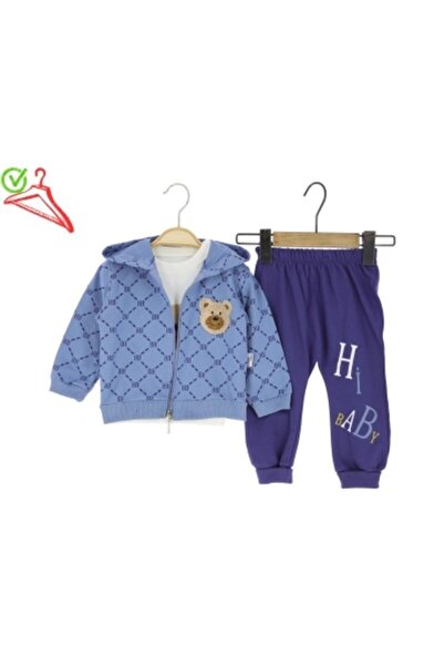 Atabay Kids طقم أطفال للأولاد من أتاباي 302-10-25 مكون من 3 قطع مع شعار الدب ...