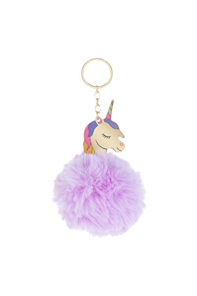 OEM Keychain Pompom Lilac Unicorn 10cm