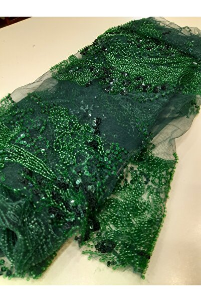 Safir Kumaş Kesip Aplik yada Motif Çıkarmalık Top Sonu Yarım Metre Taşlı Dantel