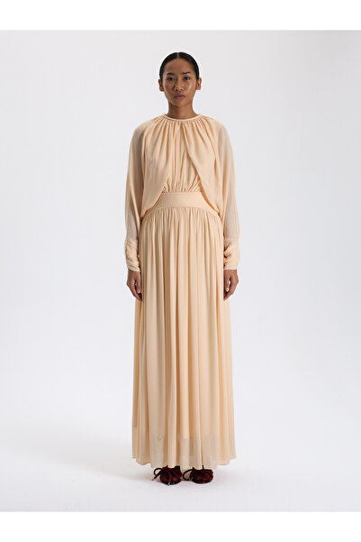 BAQA Light Brown Draped Long Dress