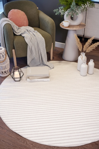 Pollini Halı Kolay Temizlenen Yıkanabilir Yuvarlak DüzDesenli Sisal Halı SL-2