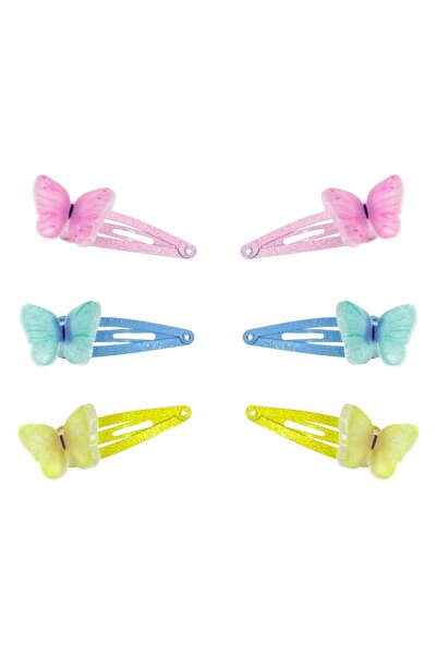 OEM Metallic Hair Clips 3D Butterflies Color Glitter for Children 4cm - 6pcs