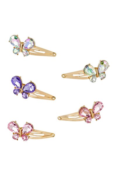 OEM Clame Metalice Par Fluturasi 3D de Culoare Aurie cu Pietre 5cm -5buc