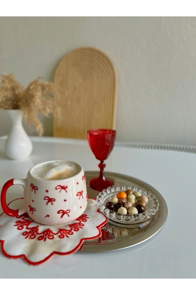 Inspire Ceramic Handmade Red Bow Ceramic Mug Cup