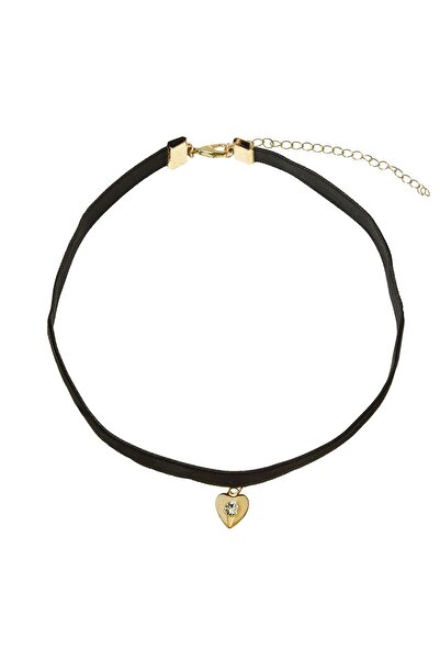 OEM Velvet Black Chocker Necklace with Gold Heart for Kids