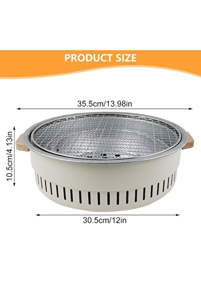 DLC Portable Charcoal Grill, Taipintee, Iron, Ivory White, Non-Stick Tray